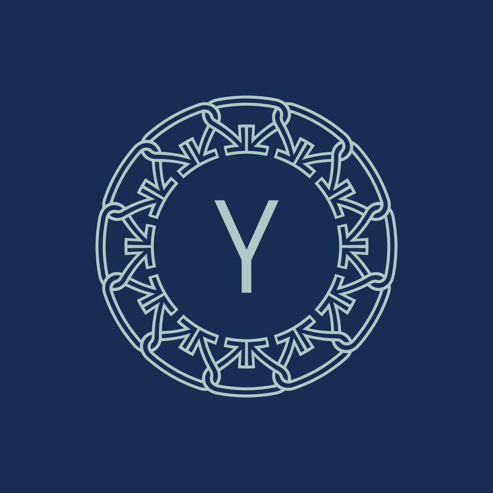 moderno emblema iniziale lettera y ornamentale tribù modello circolare logo vettore
