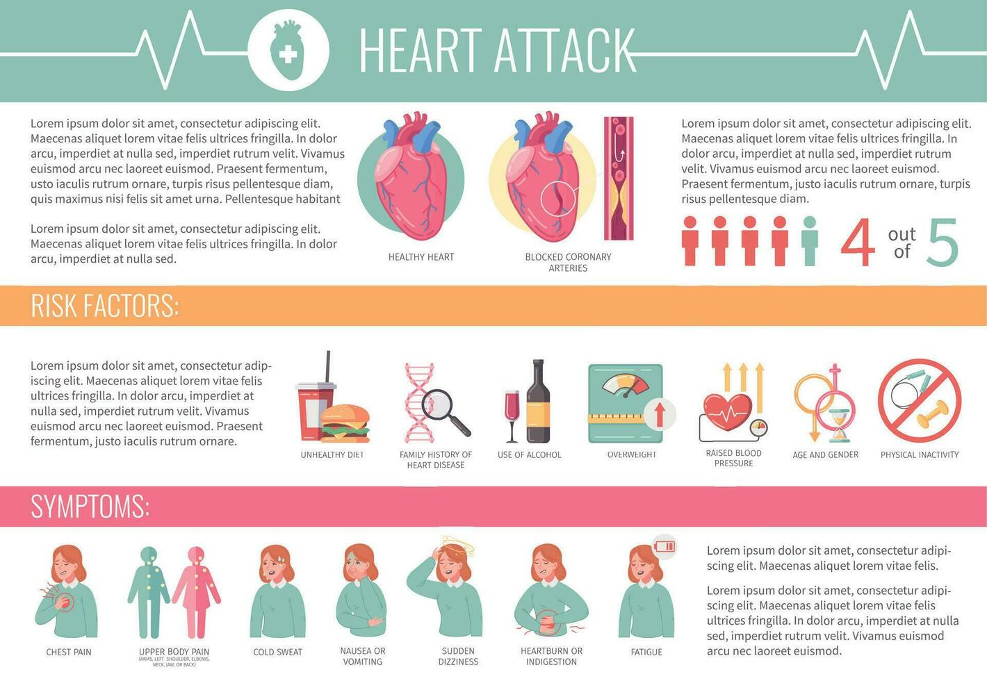 cuore attacco infografica vettore