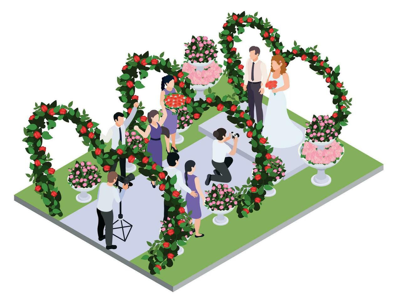 nozze floreale decorazioni composizione vettore