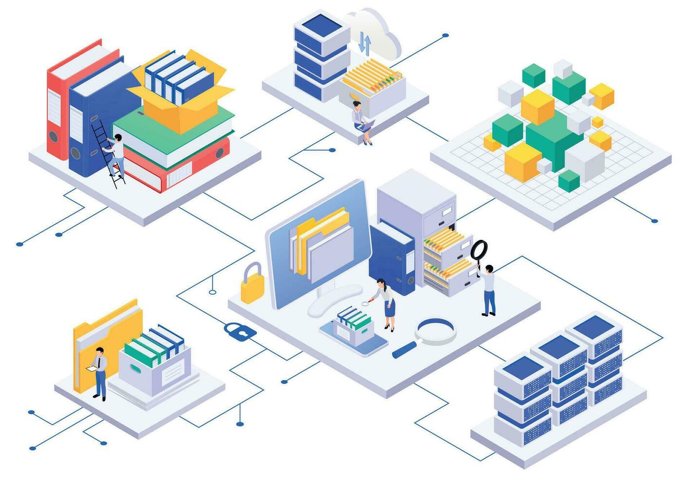 in lavorazione archivio documenti composizione vettore