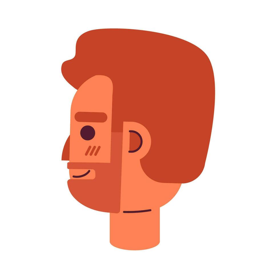 barbuto caucasico uomo lato Visualizza 2d vettore avatar illustrazione. con la barba lunga adulto uomo cartone animato personaggio viso. amichevole europeo maschio ritratto. soddisfatto piatto colore utente profilo Immagine isolato su bianca