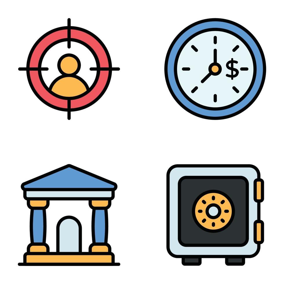 icone colorate di affari e finanza vettore