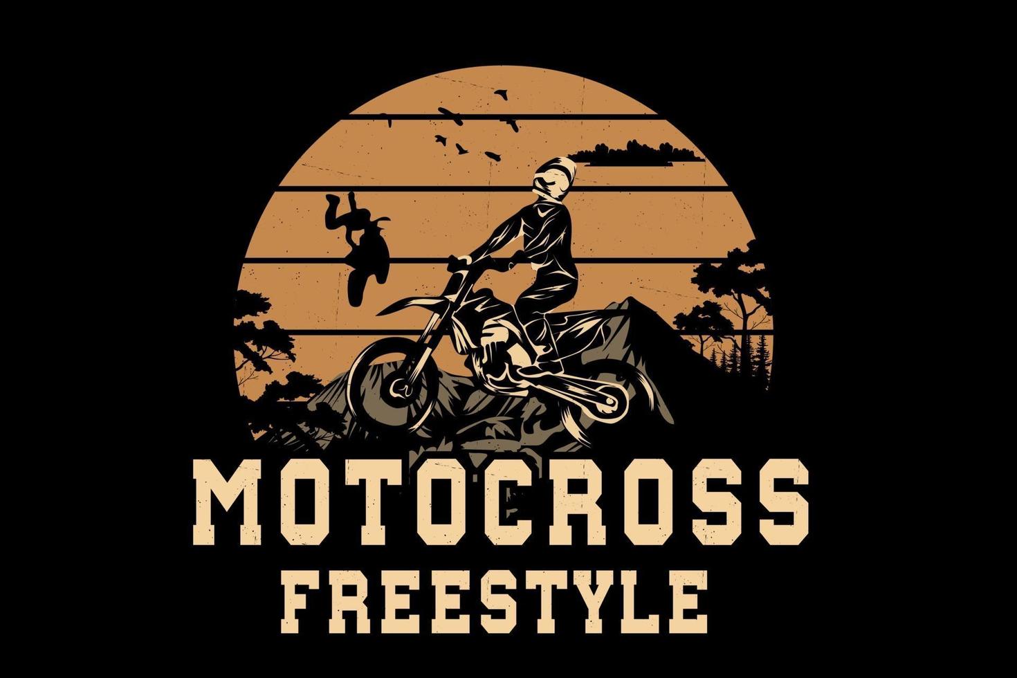 disegno della silhouette della squadra di motocross freestyle vettore