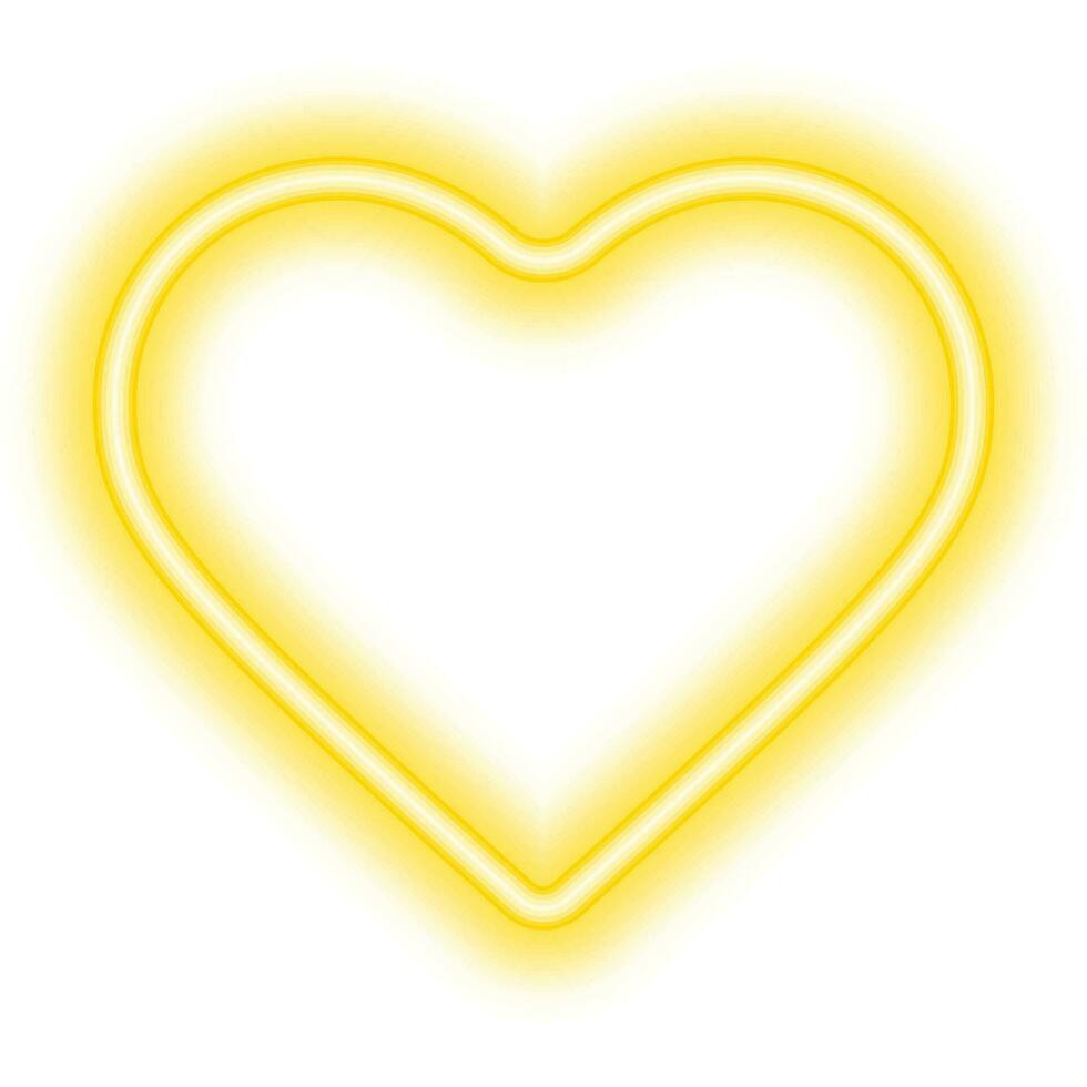 neon cuore telaio giallo vettore