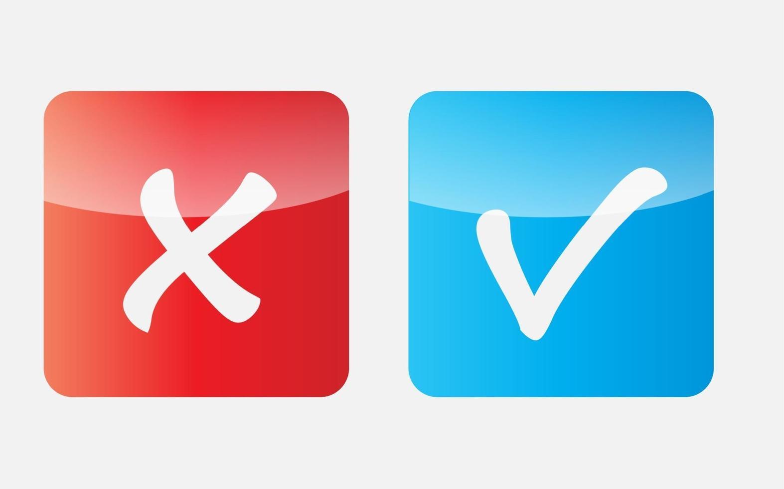 icone vettoriali con segno di spunta rosso e blu