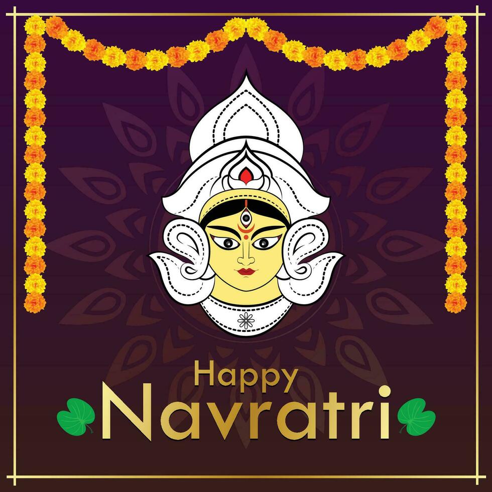 Navratri saluto design con dea Durga viso vettore illustrazione