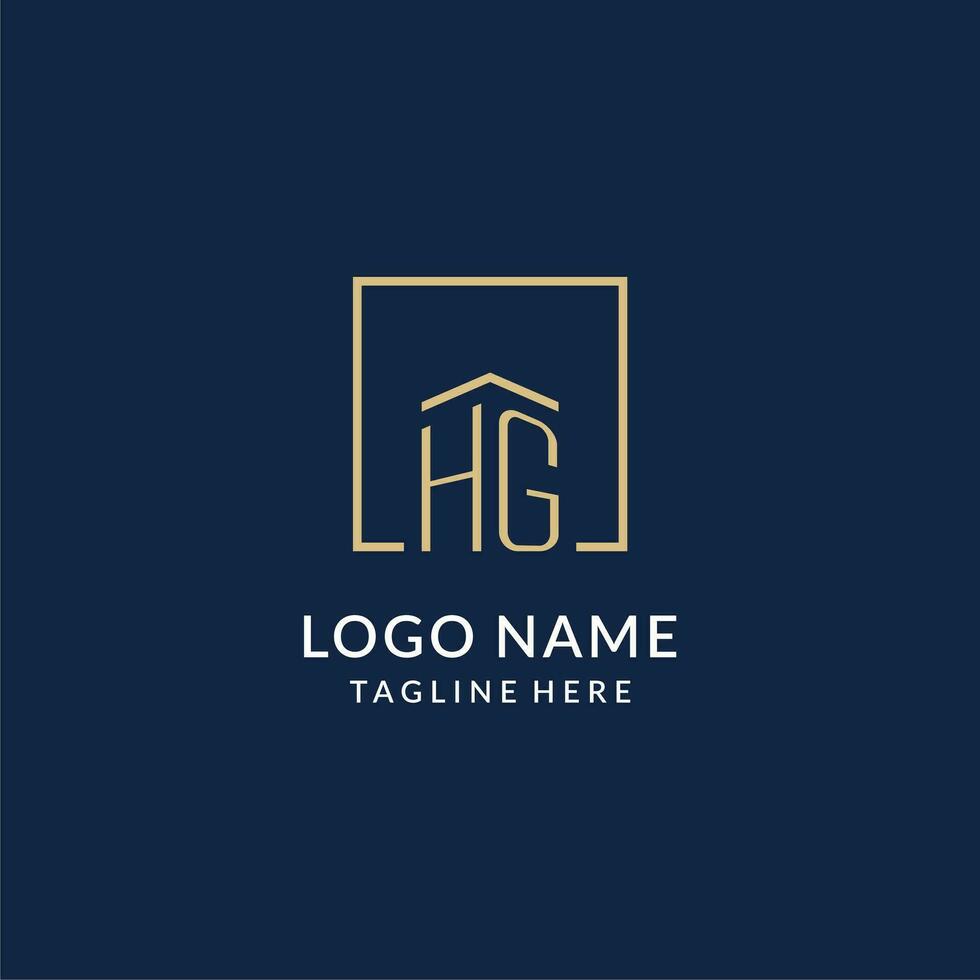 iniziale hg piazza Linee logo, moderno e lusso vero tenuta logo design vettore
