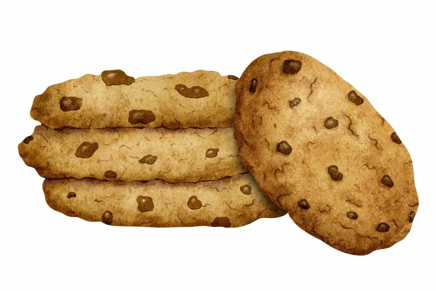 cioccolato patata fritta biscotti. fatti in casa biscotti. forno cibo concetto. acquerello illustrazione. isolato. forno Prodotto. per design di etichette e confezione, carte, logo per il panificio e Panetteria. vettore