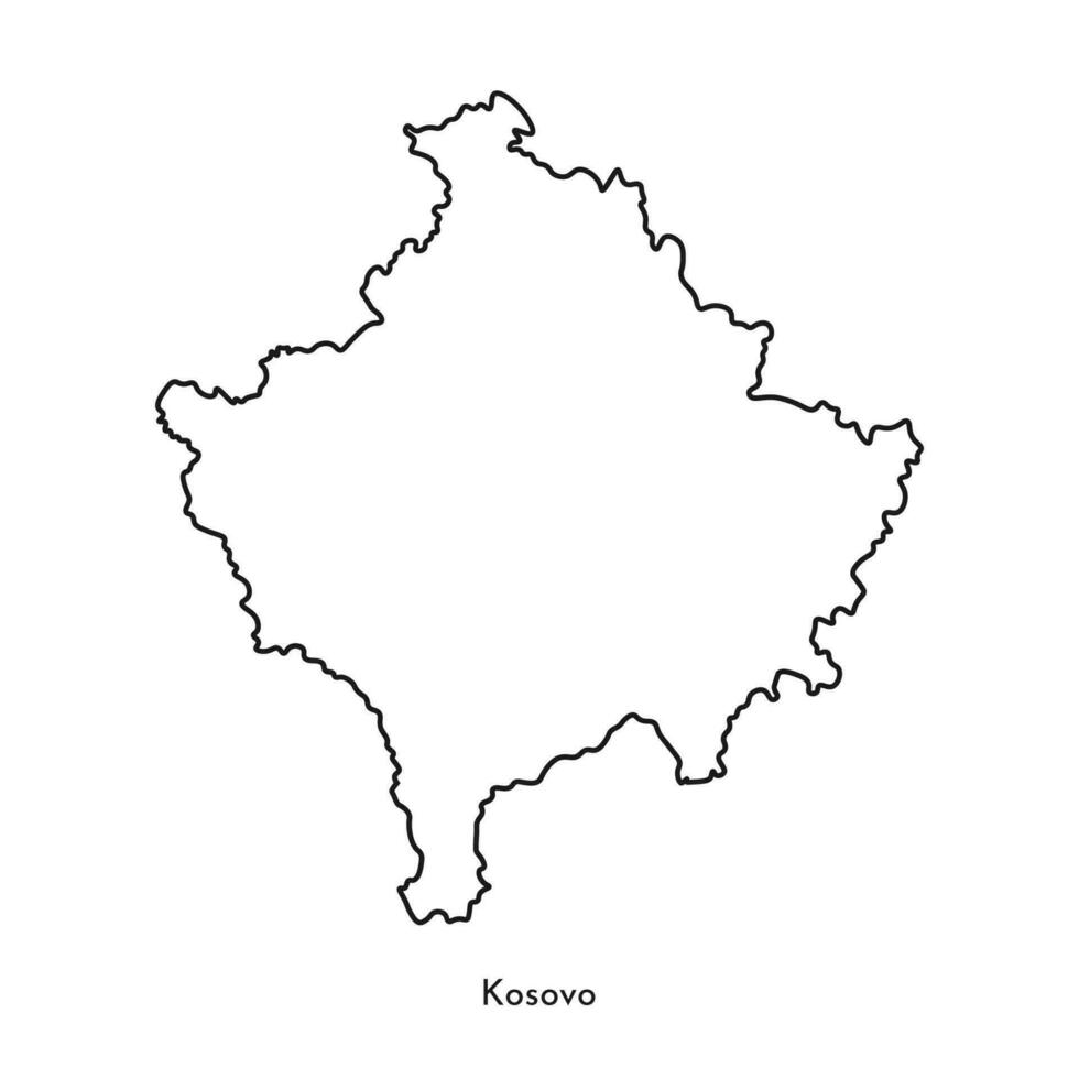 vettore isolato semplificato illustrazione icona con nero linea silhouette di kosovo carta geografica. bianca sfondo.