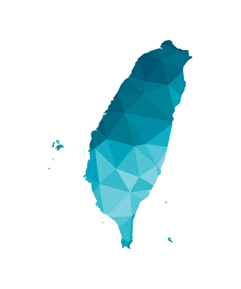 vettore isolato illustrazione icona con semplificato blu silhouette di taiwan, repubblica di Cina carta geografica. poligonale geometrico stile, triangolare forme. bianca sfondo.
