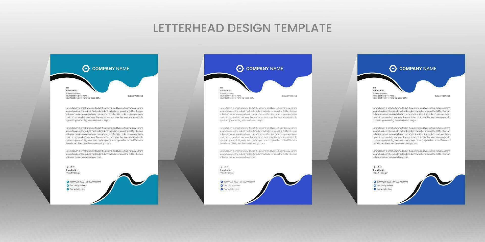 moderno aziendale attività commerciale carta intestata 3 colorato design modello vettore