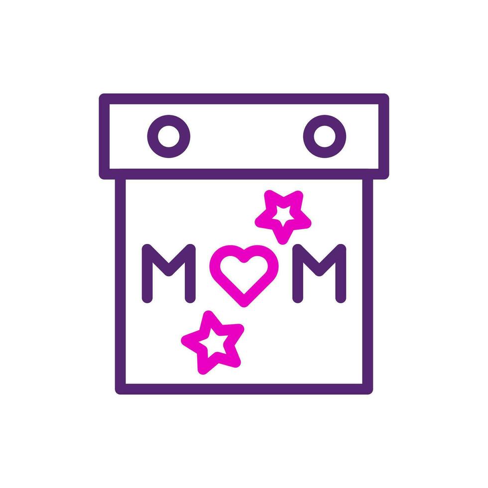 calendario mamma icona duocolor rosa viola colore madre giorno simbolo illustrazione. vettore