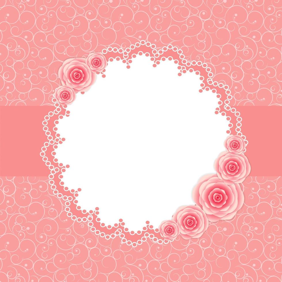 cornice carina con illustrazione vettoriale di fiori di rosa
