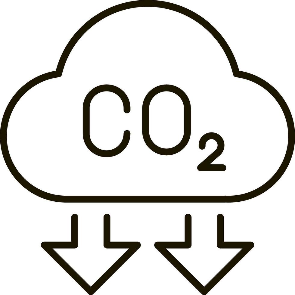 carbonio emissioni riduzione linea icona simbolo illustrazione vettore