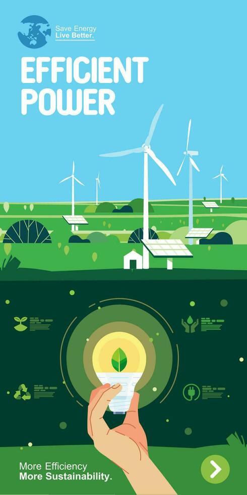 mano Tenere leggero lampadina fonti per sostenibile sviluppo, ecologia e rinnovabile energia concetto bandiera modello vettore