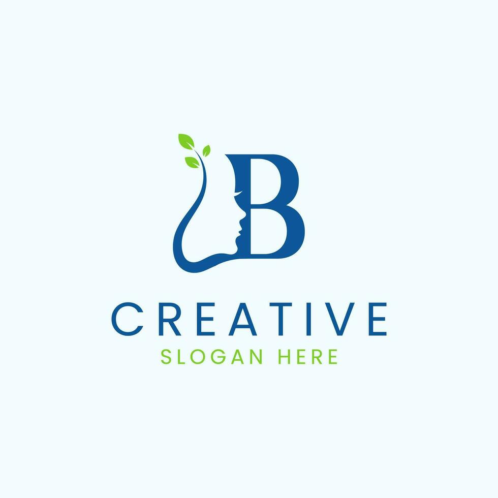 moderno lettera B con un' bellezza viso lusso logo design vettore Immagine