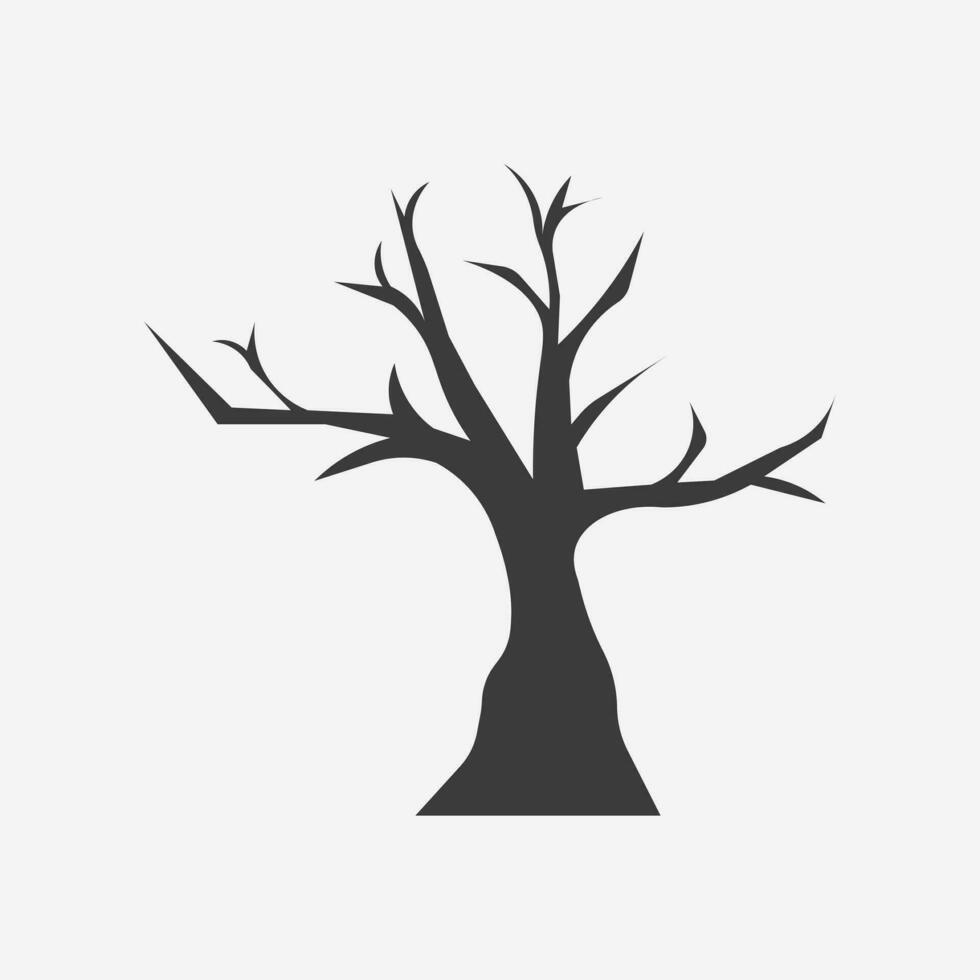 orrore Halloween albero icona vettore. morto, asciutto, pauroso albero silhouette isolato vettore