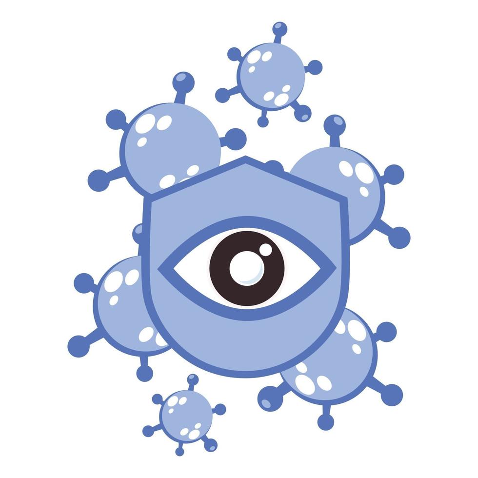 occhio con scudo e virus. illustrazione dell'icona della giornata mondiale della vista vettore