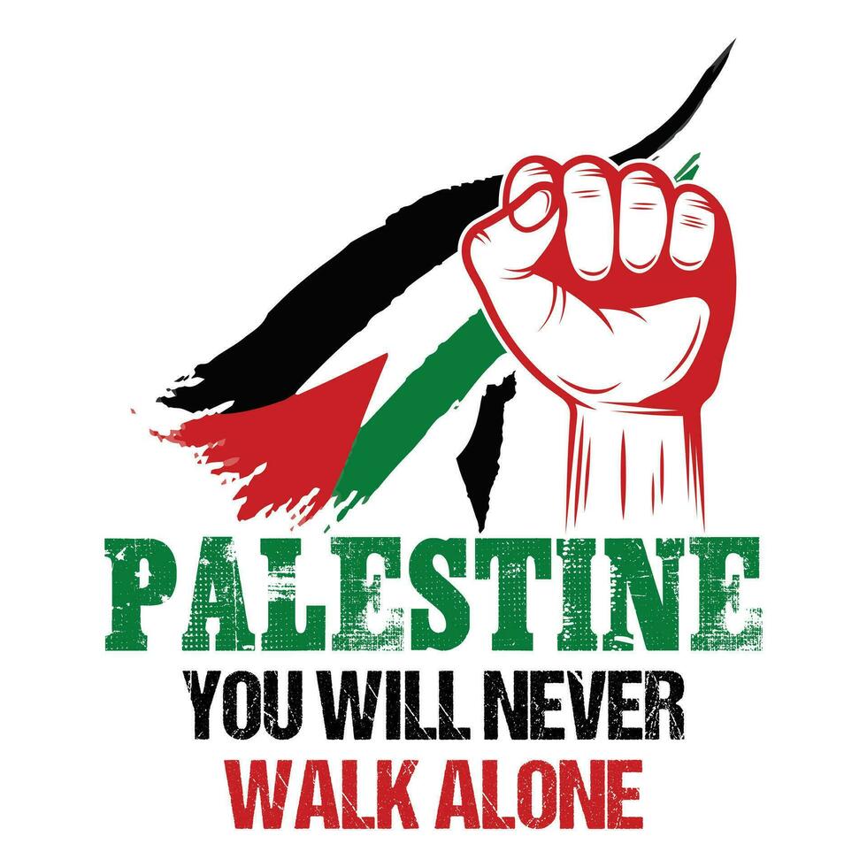 Palestina voi volontà mai camminare solo - Salva gazza, Salva Palestina vettore sfondo, manifesto, slogan, maglietta design.