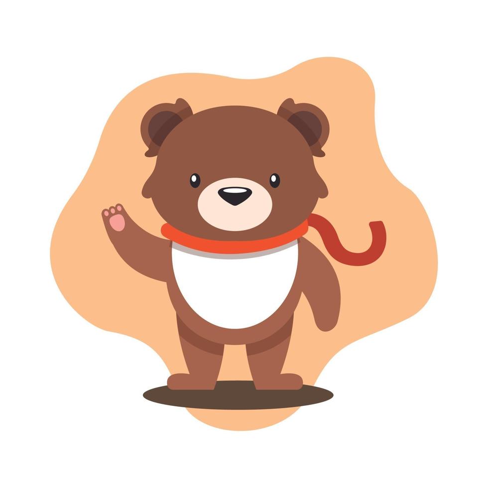 cartone animato kawaii di un orso stagione autunnale vettore