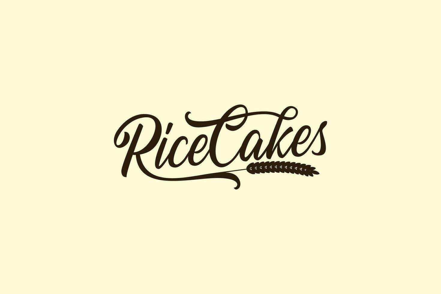 riso torte logo con un' combinazione di riso e bellissimo lettering per riso torta negozi, spuntini, caffè, eccetera. vettore