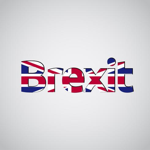 Testo di Brexit con la bandiera BRITANNICA, vettore