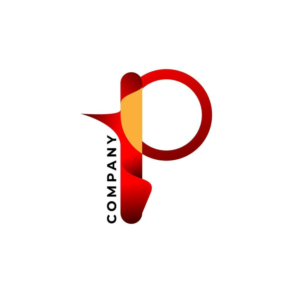 p lettera azienda logo gardient moderno design. vettore illustrazione.