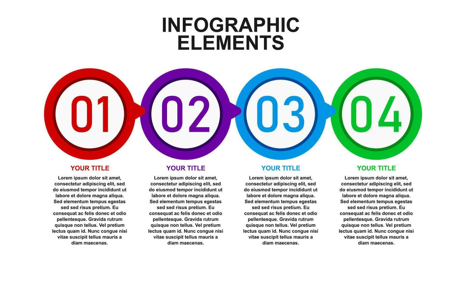 Infografica modello con 4 colorato passaggi per presentazioni, attività commerciale e manifesti. vettore