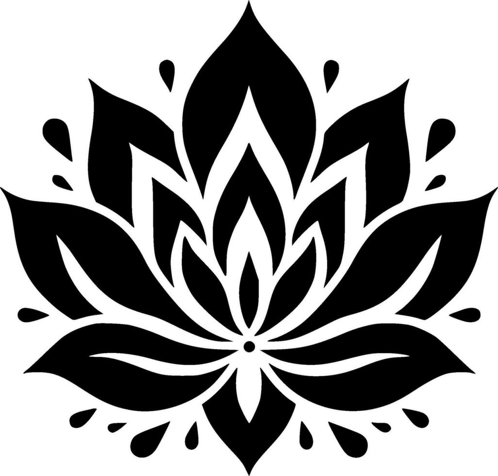 loto fiore - nero e bianca isolato icona - vettore illustrazione