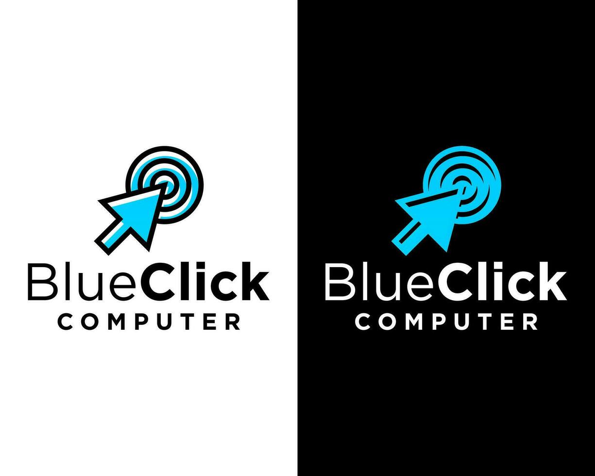 clic il computer topo logo design. vettore