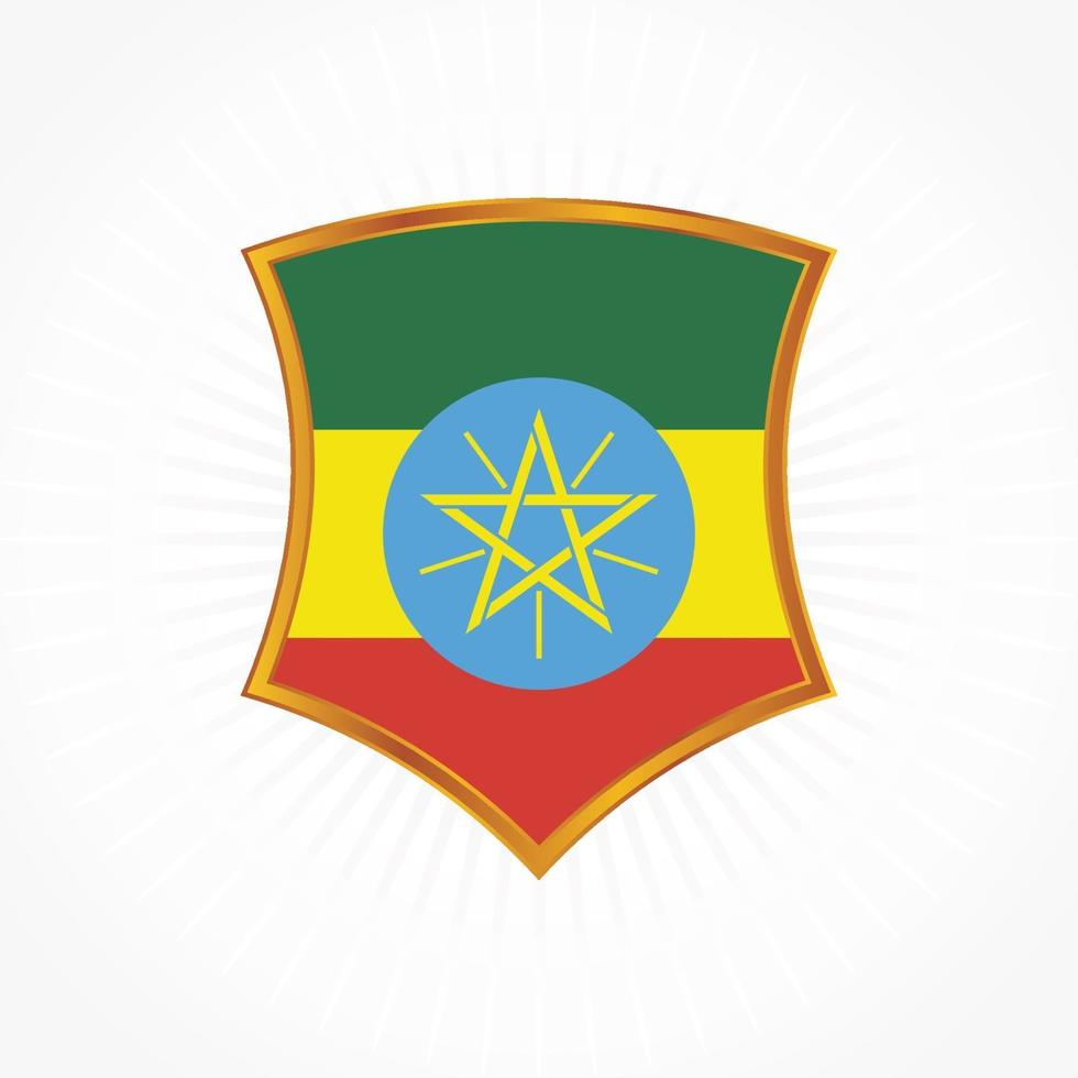 vettore bandiera etiopia con cornice scudo