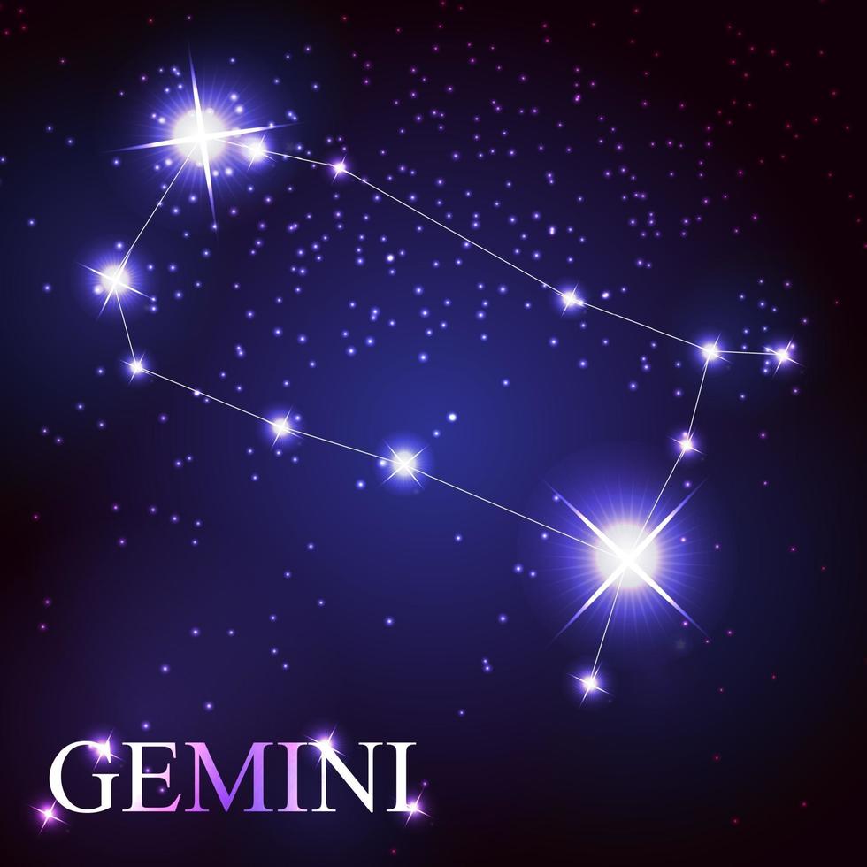 segno zodiacale gemelli delle bellissime stelle luminose vettore