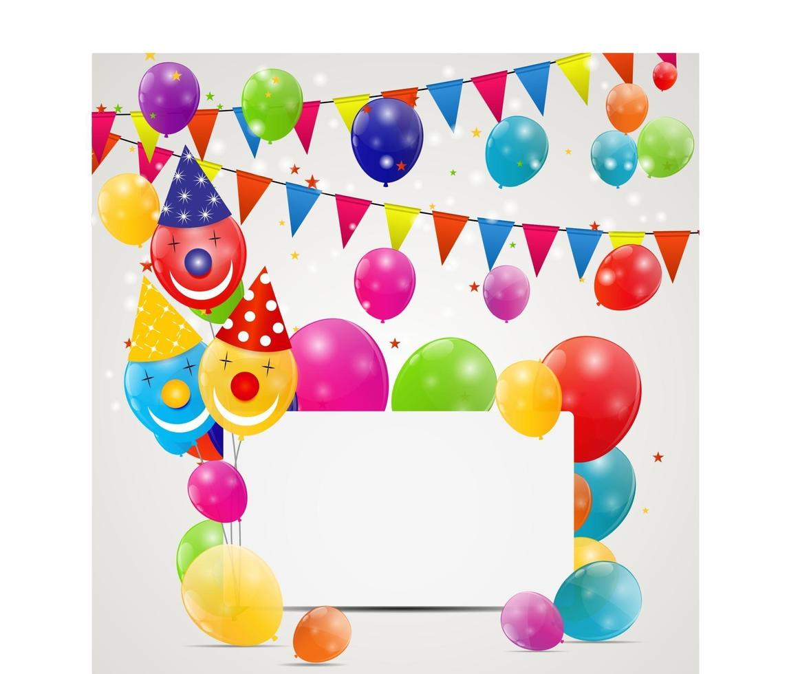 sfondo di carta di compleanno di palloncini lucidi di colore vettore