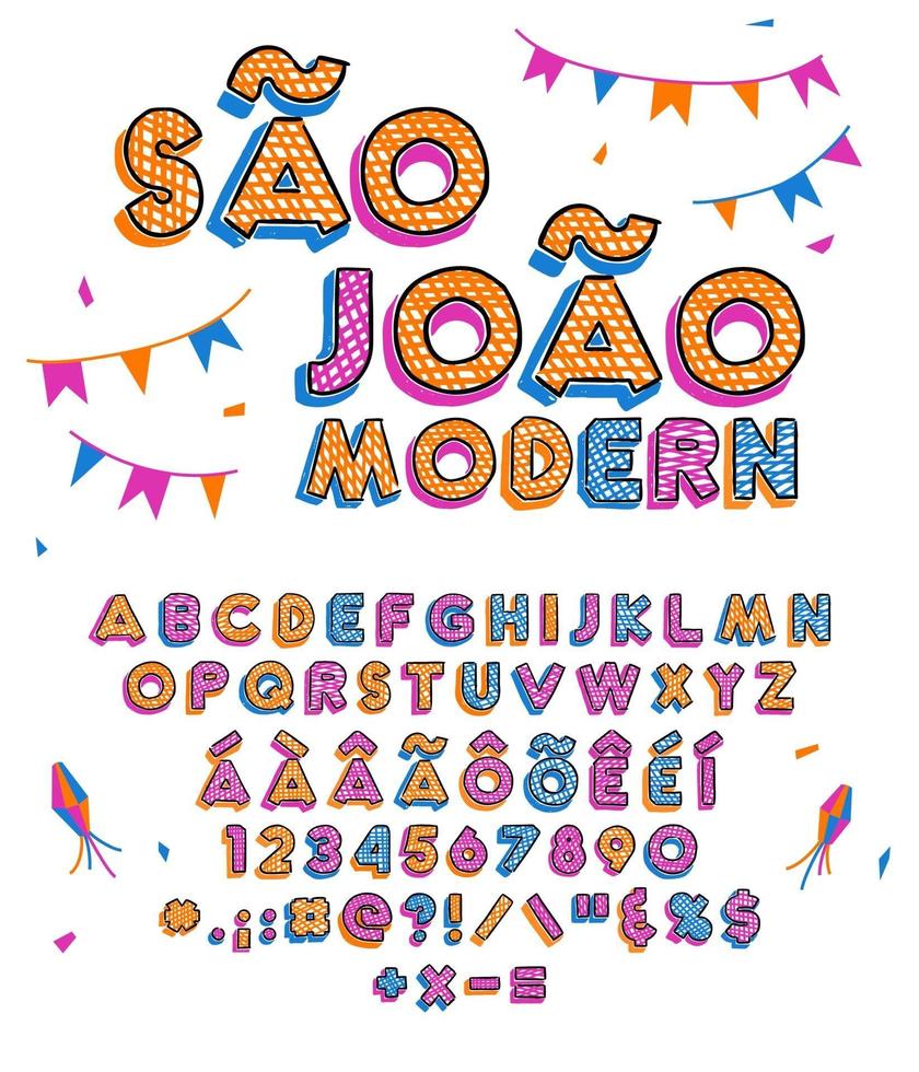 alfabeto di celebrazione di giugno disegnato a mano vettore