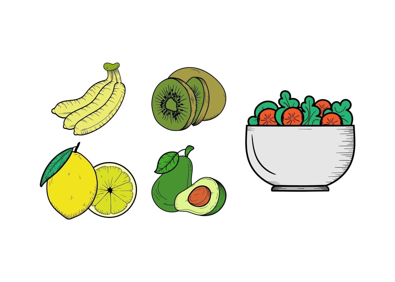 icona clipart illustrazione disegnata a mano dieta vegana vettore