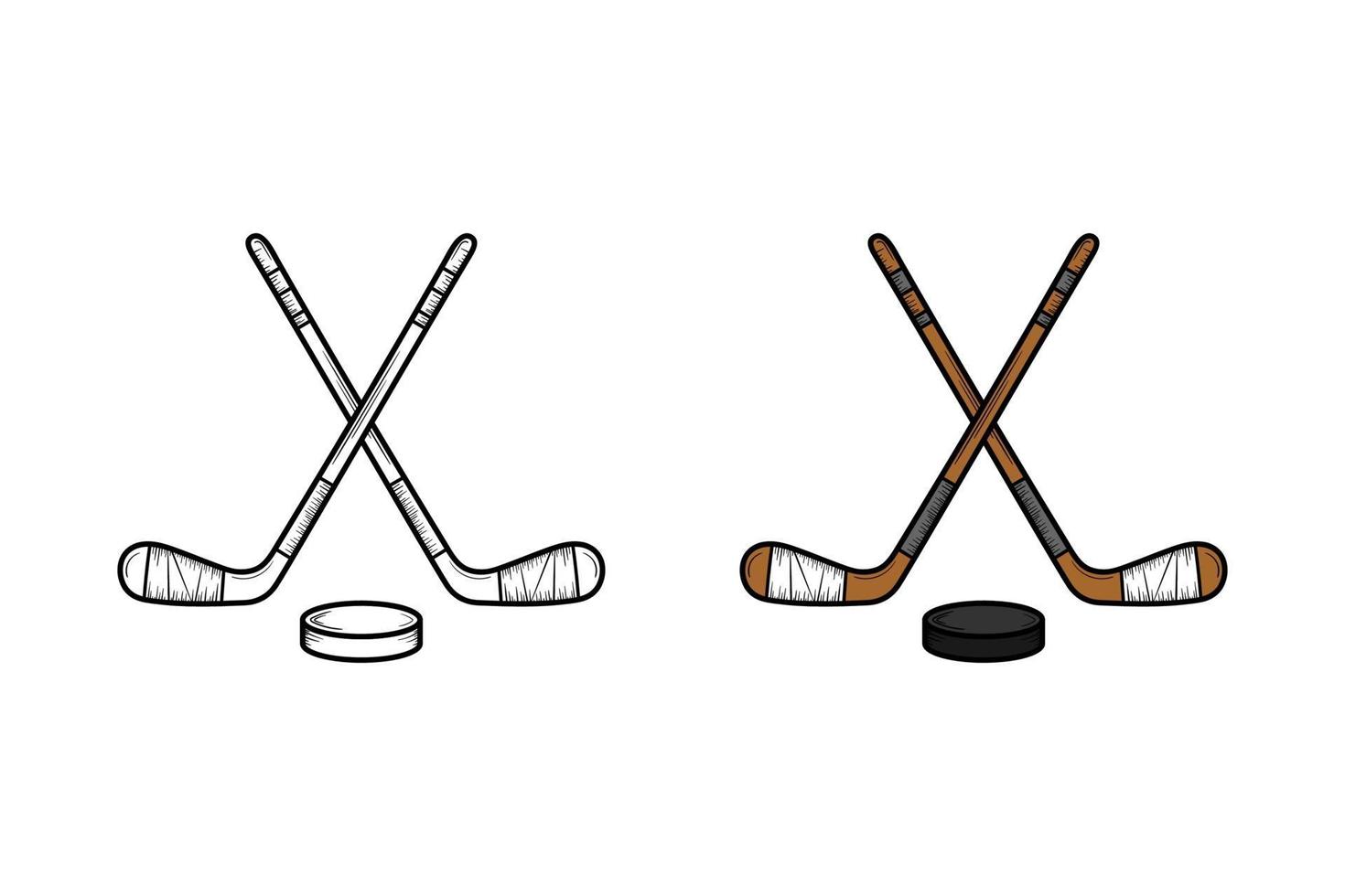schizzo e colore dell'illustrazione disegnata a mano dell'hockey vettore