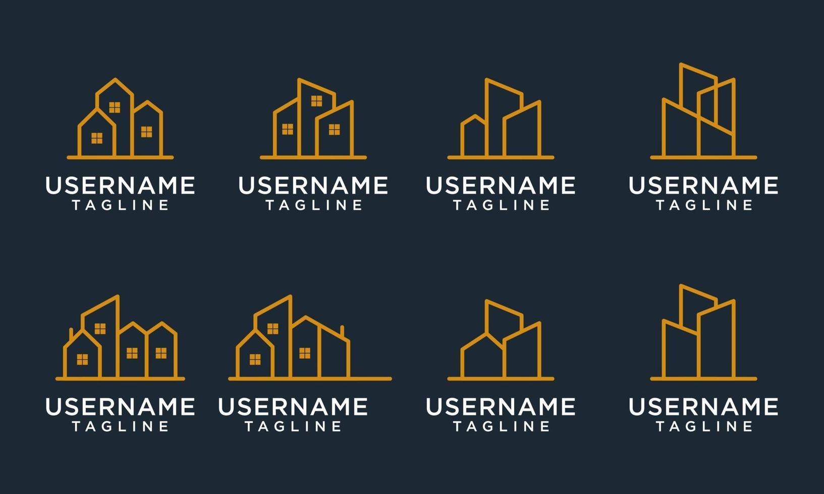 set di monogramma casa immobiliare, casa, edificio modello di progettazione del logo vettore