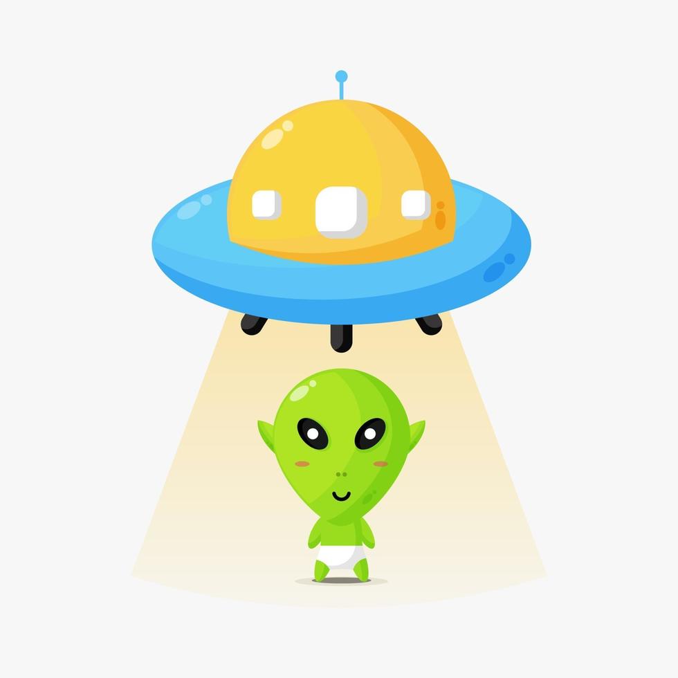 illustrazione di alieni e ufo vettore