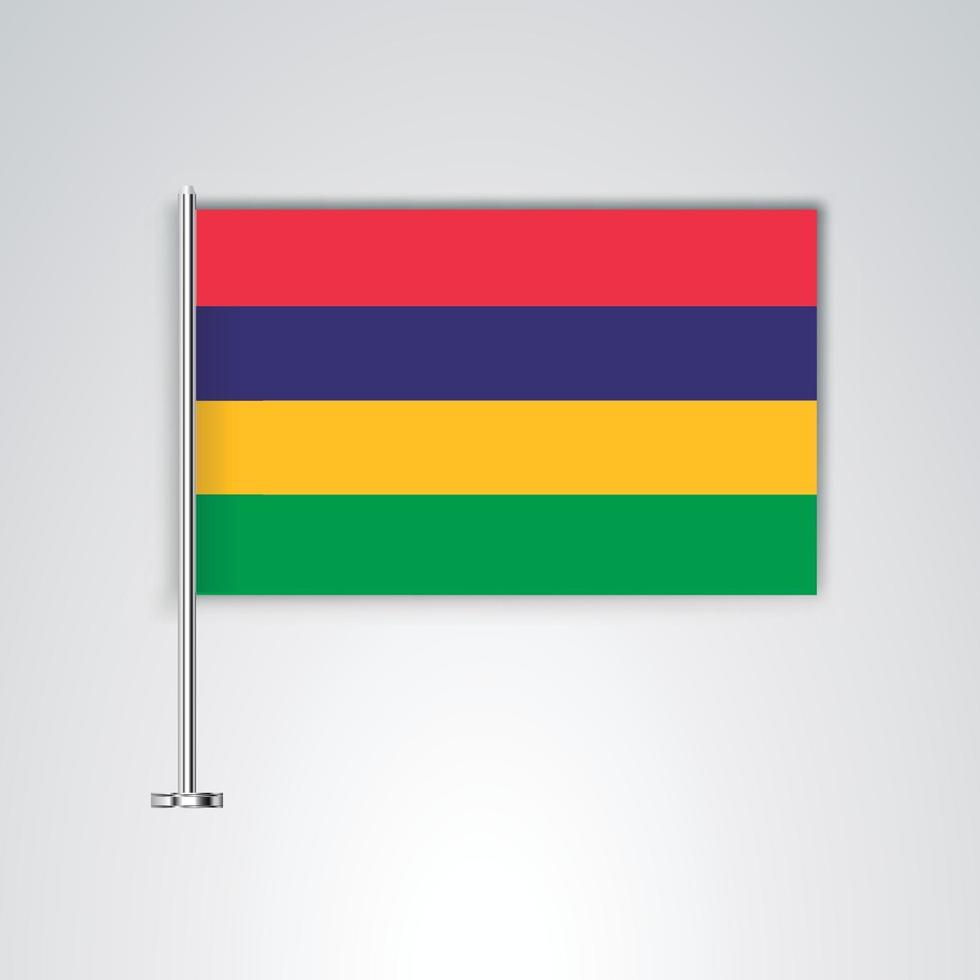 bandiera mauritius con bastoncino di metallo vettore