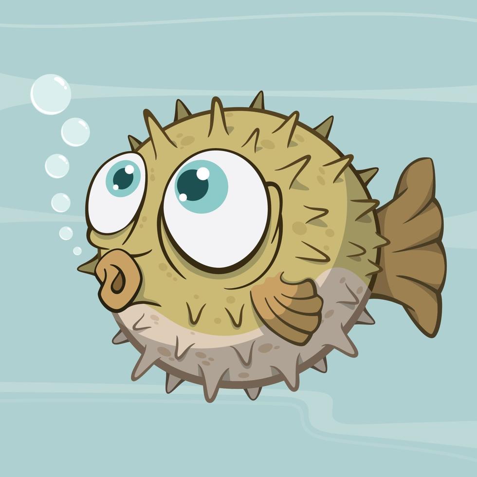 personaggio dei cartoni animati di pesce palla fugu vettore