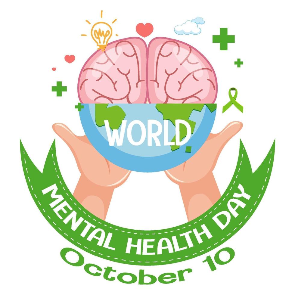banner o logo della giornata mondiale della salute mentale isolato su sfondo bianco vettore