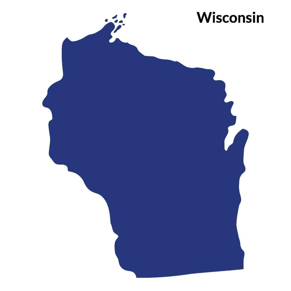 carta geografica di Wisconsin. Wisconsin carta geografica. Stati Uniti d'America carta geografica vettore