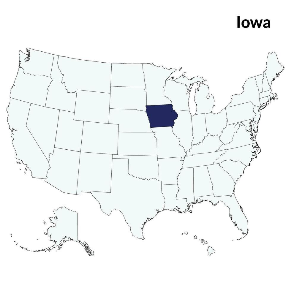 carta geografica di Iowa. Iowa carta geografica. Stati Uniti d'America carta geografica vettore