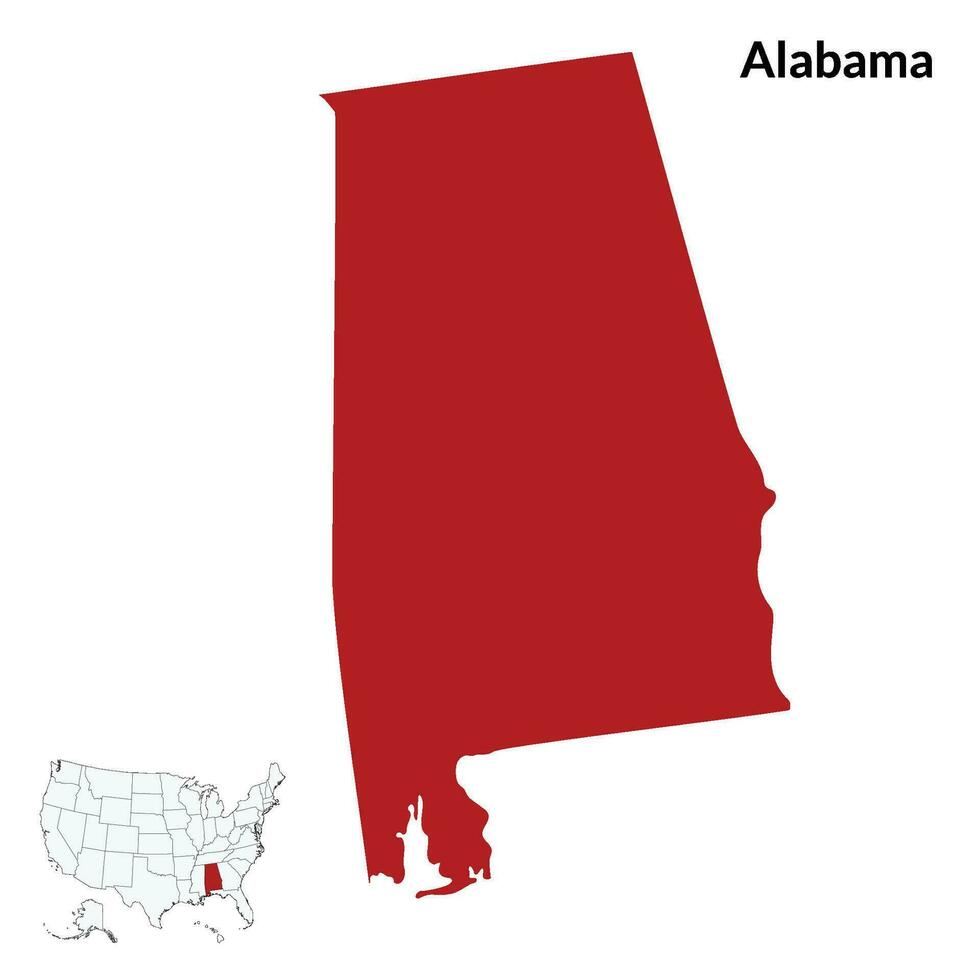 carta geografica di Alabama. Alabama carta geografica. Stati Uniti d'America carta geografica vettore