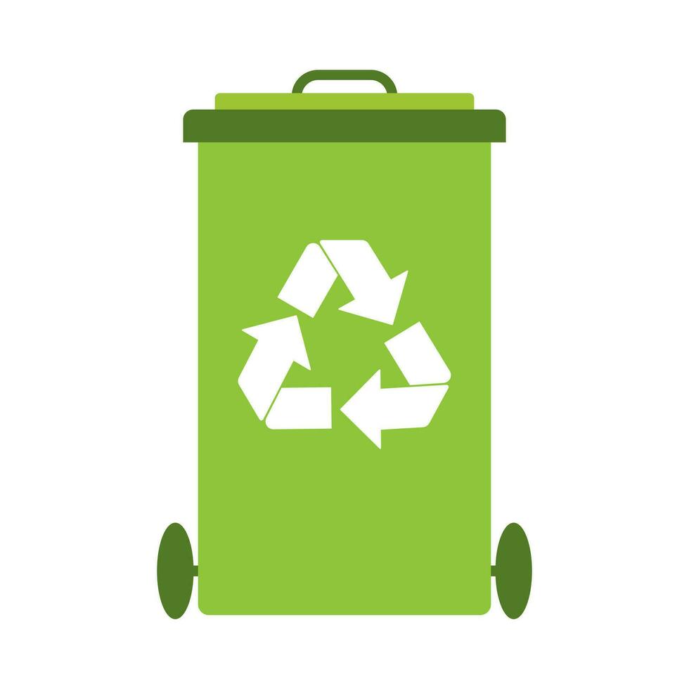 ecologico icona. verde spazzatura contenitore. distintivo, etichetta, vettore