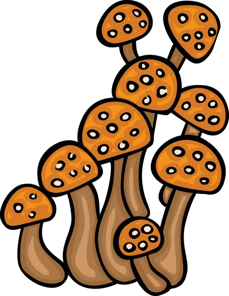 mano disegnato cartone animato scarabocchio di autunno funghi vettore