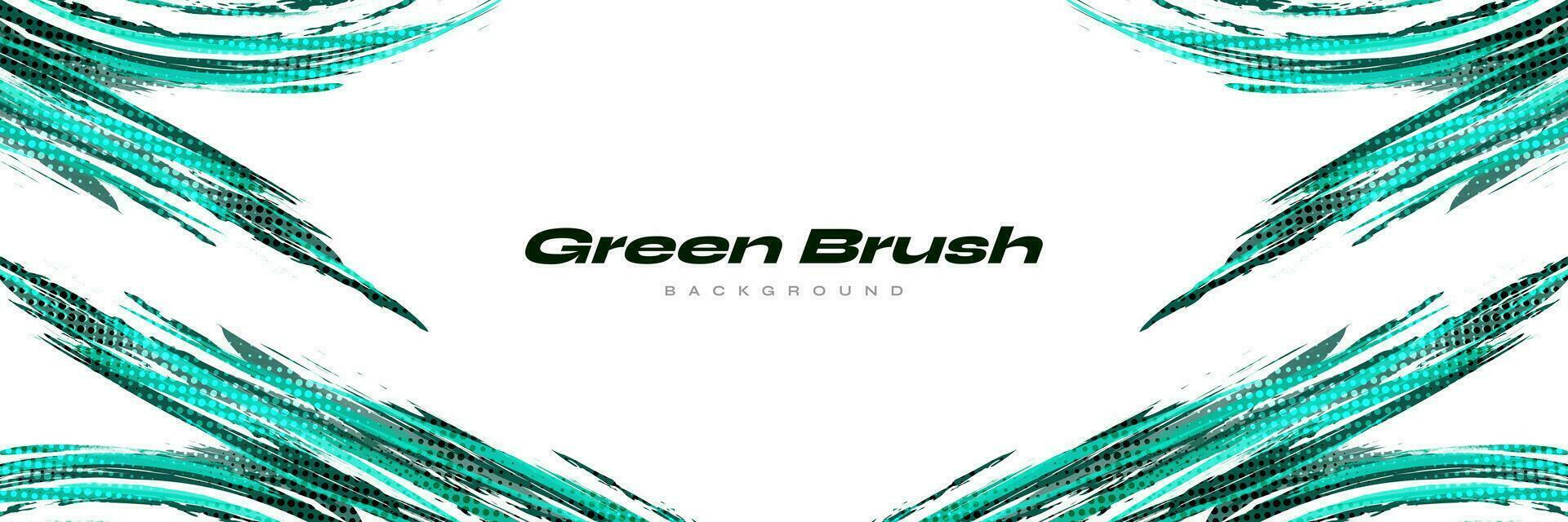 astratto verde spazzola sfondo con mezzitoni effetto. sport striscione. graffiare e struttura elementi per design vettore