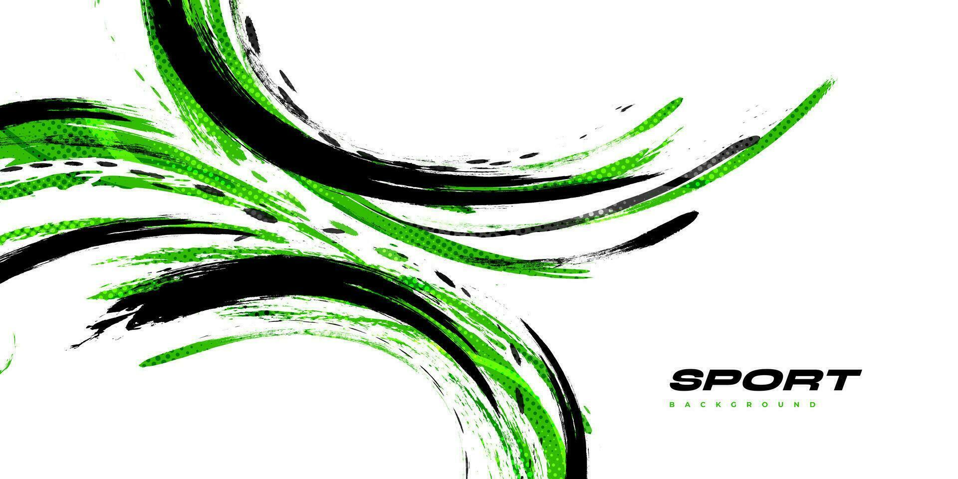 nero e verde spazzola illustrazione con mezzitoni effetto isolato su bianca sfondo. sport sfondo con grunge stile. graffiare e struttura elementi per design vettore