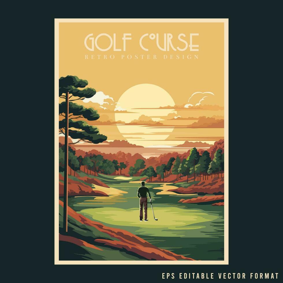 golf corse retrò promozionale manifesto design vettore illustrazione