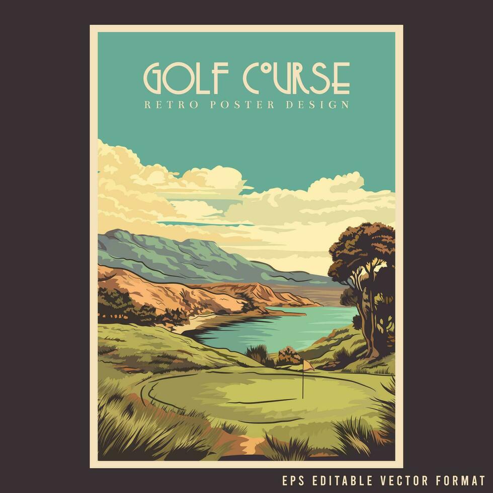 golf corse retrò promozionale manifesto design vettore illustrazione